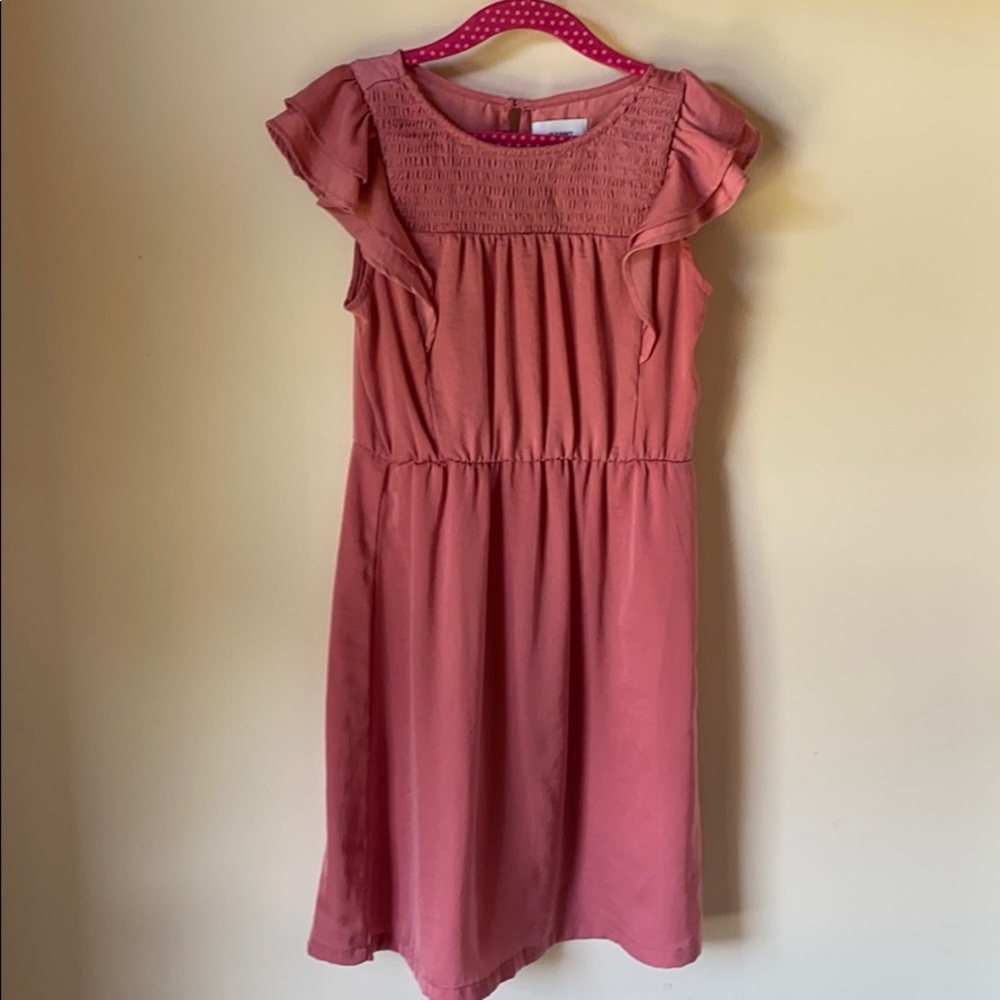 Girls ruffle sleeved smocked dress